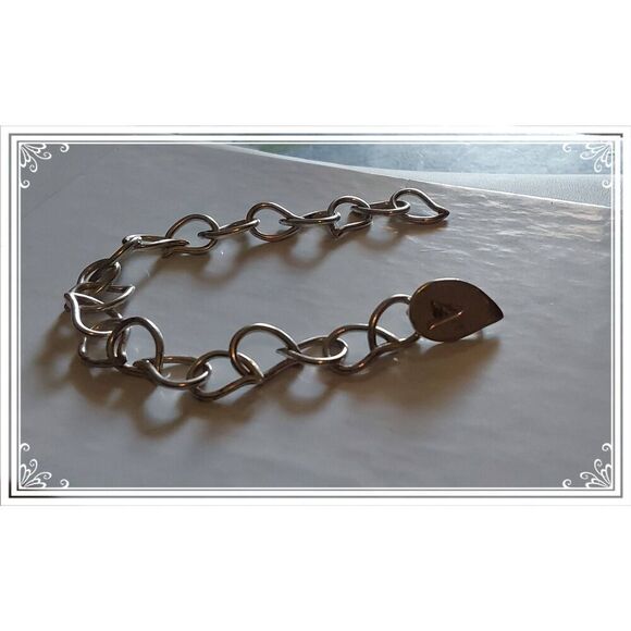 Vintage Sterling Silver "A" Initial Heart Link Chain Bracelet - Picture 1 of 3